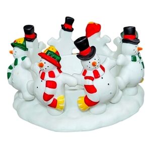 Partylite Dancing Snowmen Christmas Candle Holder